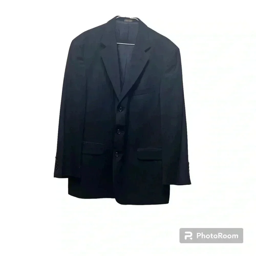 Stafford Suit Coat Jacket, Dark Blue, Size 42R, 100% Wool, Button Closure